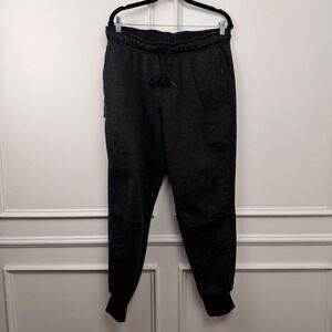 Mitre Mens Charcoal Gray Heathered Fleece Lined Tapered Joggers Sweatpants Large